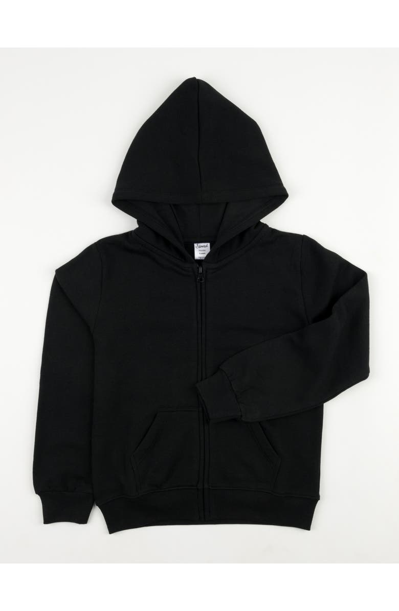 Leveret Kids Zip-Up Sweatshirt Hoodie, Cotton Blend, Solid Colors, Alternate, color, Black