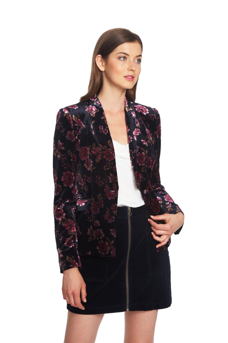 Gallant Garden Stretch Velvet Blazer, Alternate, color, BLUE NIGHT