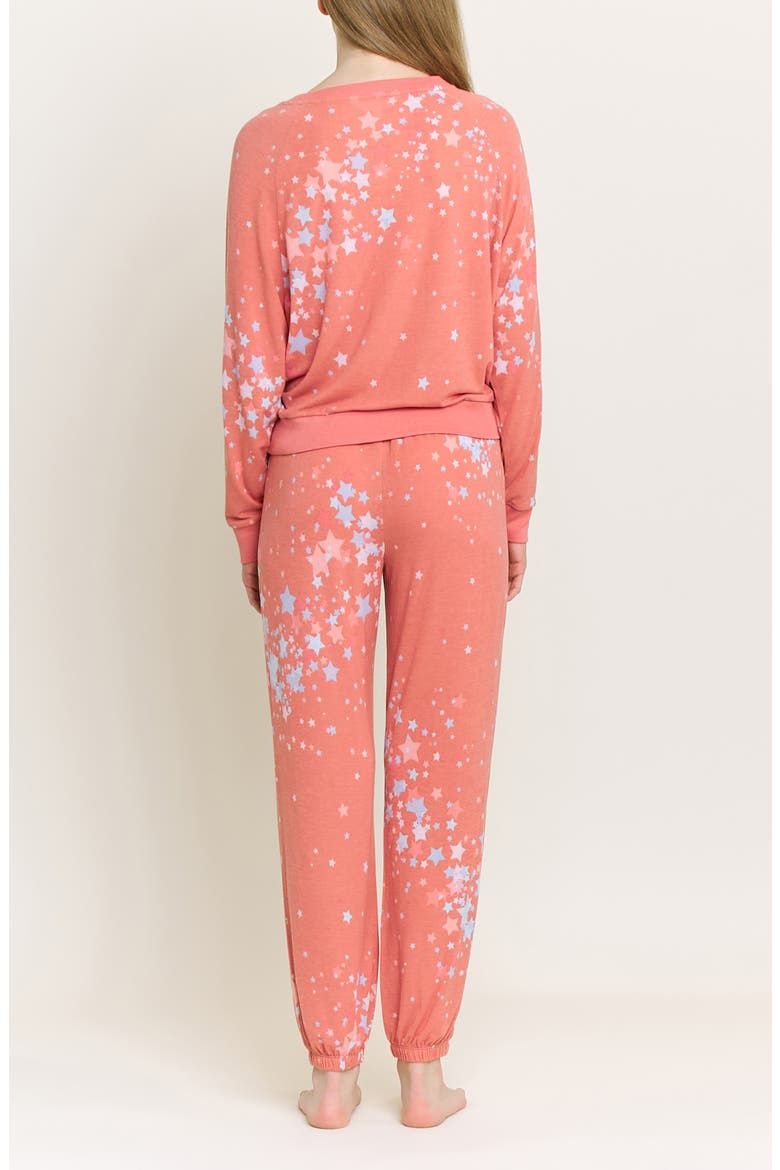 Star Seeker Brushed Jersey Pajamas, Alternate, color, CORAL BLUSH STARS