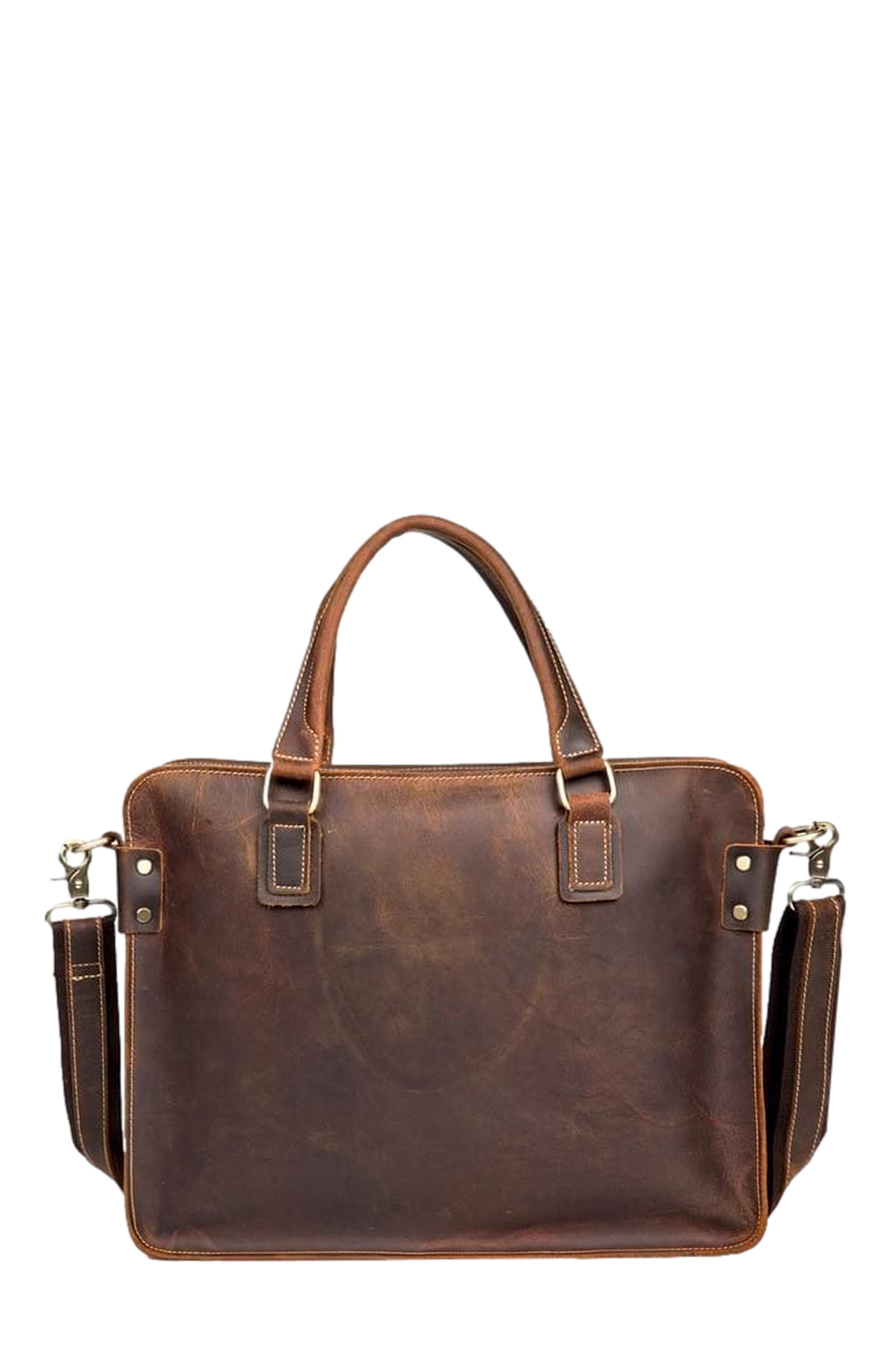 STEEL HORSE LEATHER The Viggo Briefcase | Genuine Leather Messenger Bag, Main, color, Brown