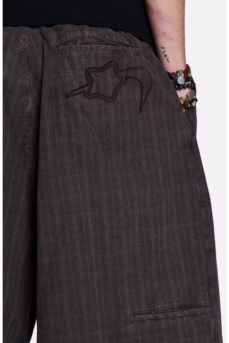 Goliath Brown Check Pleated Oversize Shorts, Alternate, color, BROWN