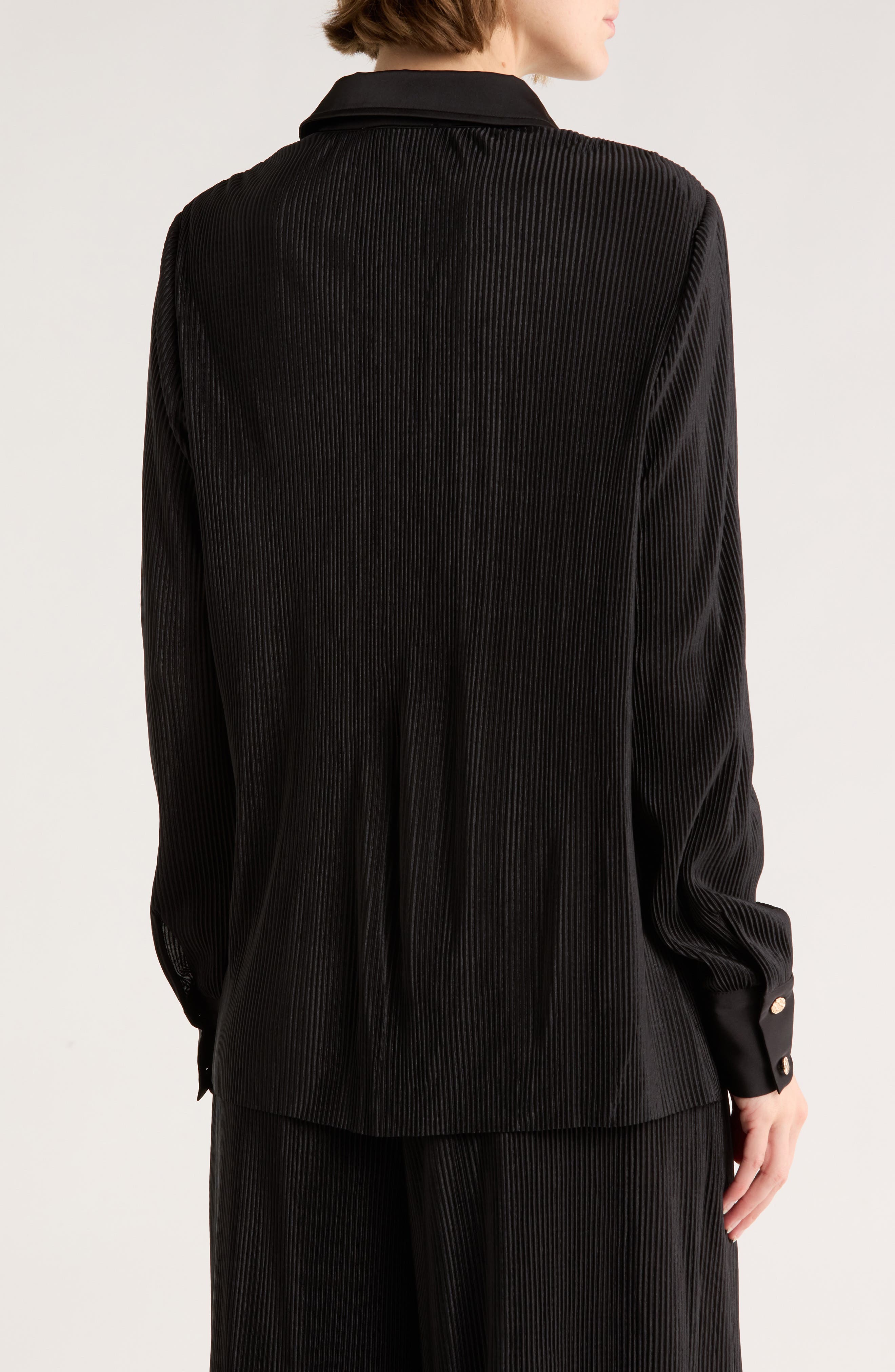 Plisse Charmeuse Button-Down Shirt - image 2