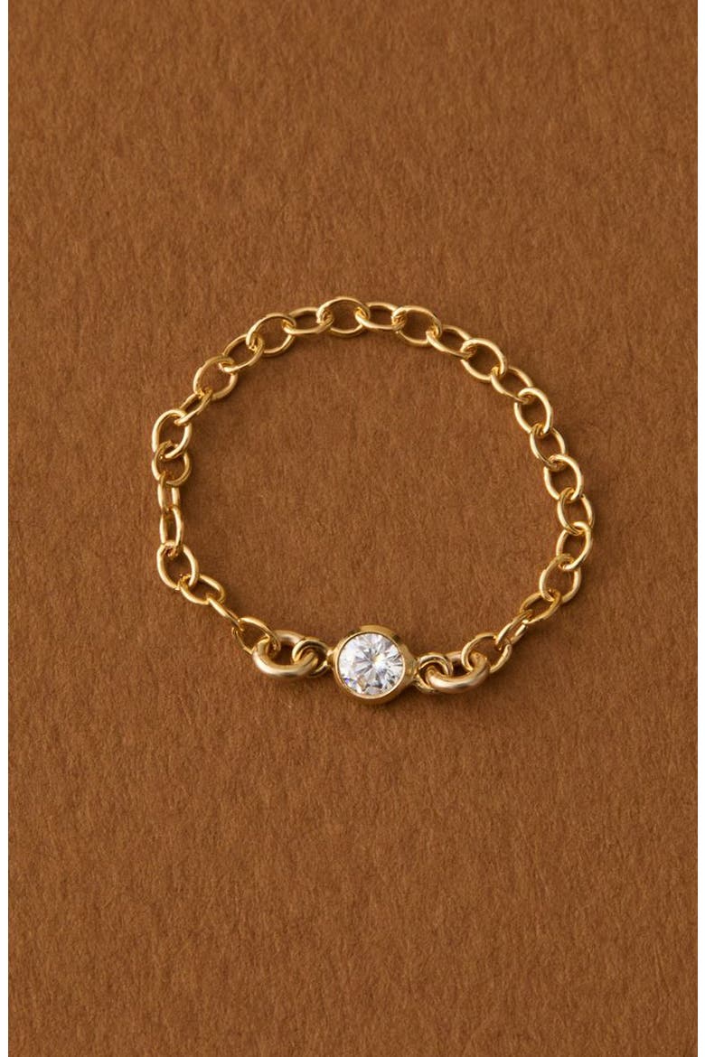 Renata Cubic Zirconia Chain Ring, Alternate, color, GOLD