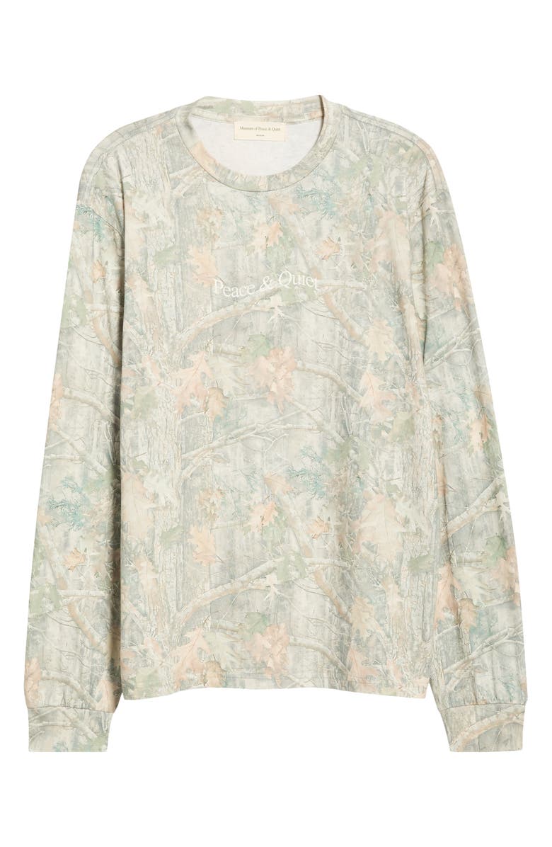 Museum of Peace & Quiet Wordmark Camo Logo Long Sleeve Graphic T-Shirt, Alternate, color, Camouflage