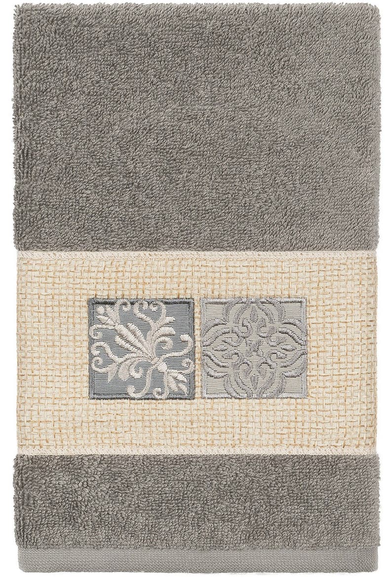 Vivian 3-Piece Embellished Towel - Dark Gray, Alternate, color, DARK GRAY