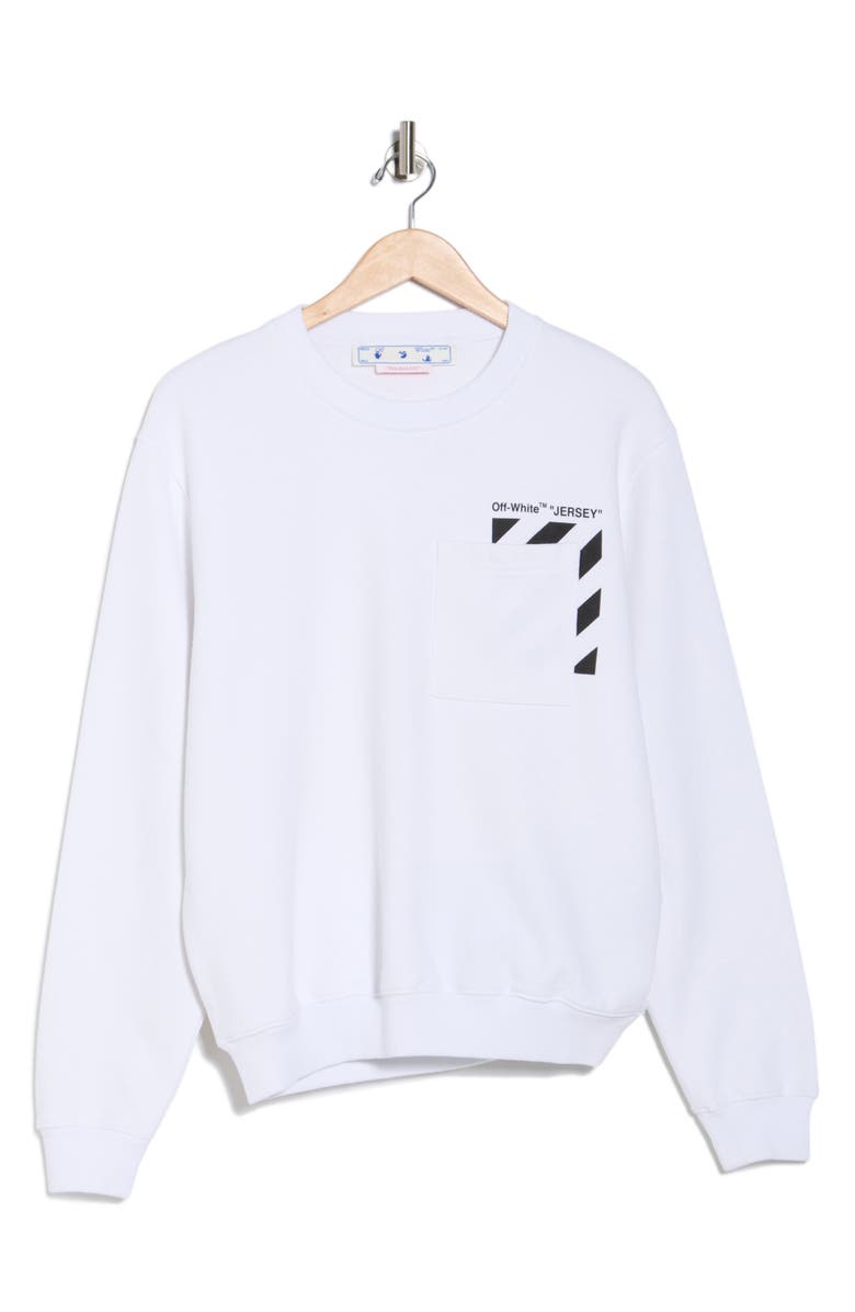 Off-White Diagonal Pocket Crewneck Sweatshirt, Alternate, color, Black And White