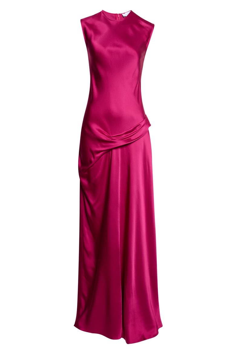 Draped Satin Gown, Main, color, DARK RASPBERRY