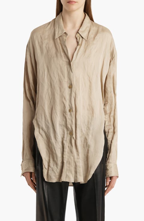 Goya Relaxed Crinkled Voile Button-Up Shirt