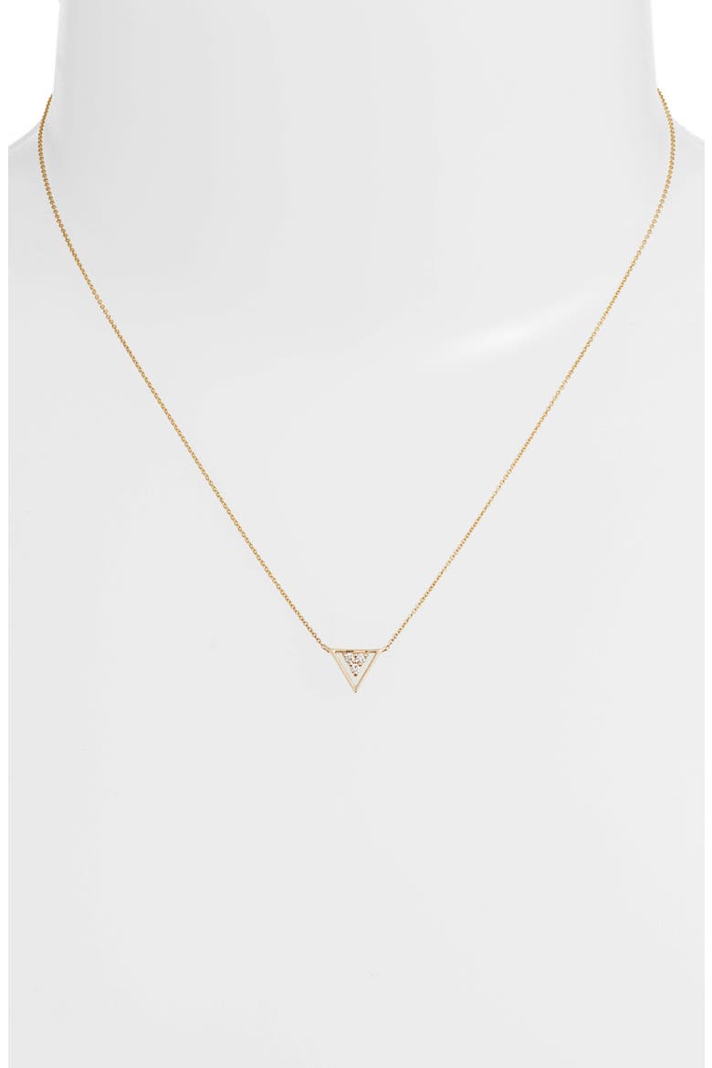 Ivy Diamond Triangle Pendant Necklace, Alternate, color, YELLOW GOLD/ PEARL