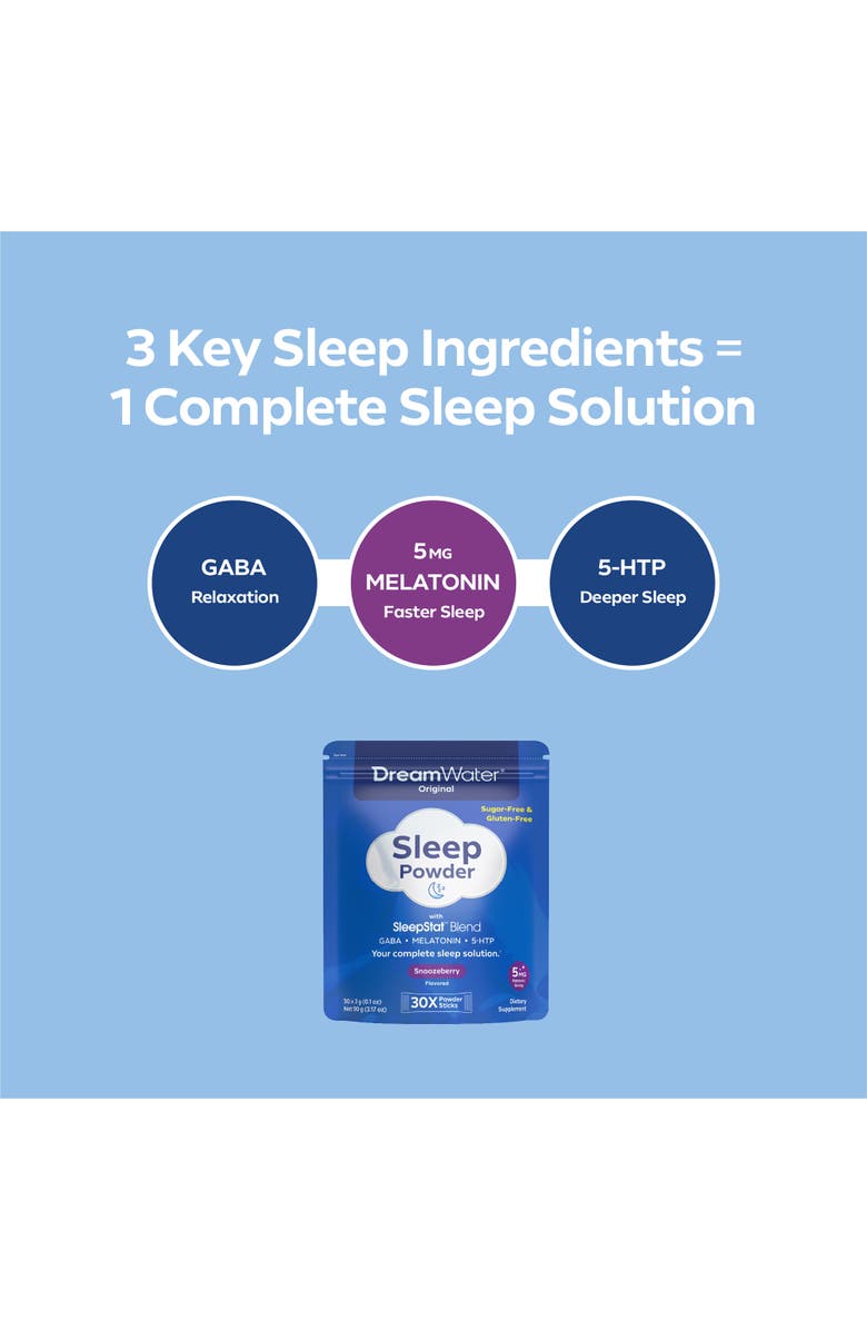 Dream Water Sleep Powder 30 Count Sugarfree, Melatonin, Snoozeberry, Alternate, color, Multicolored