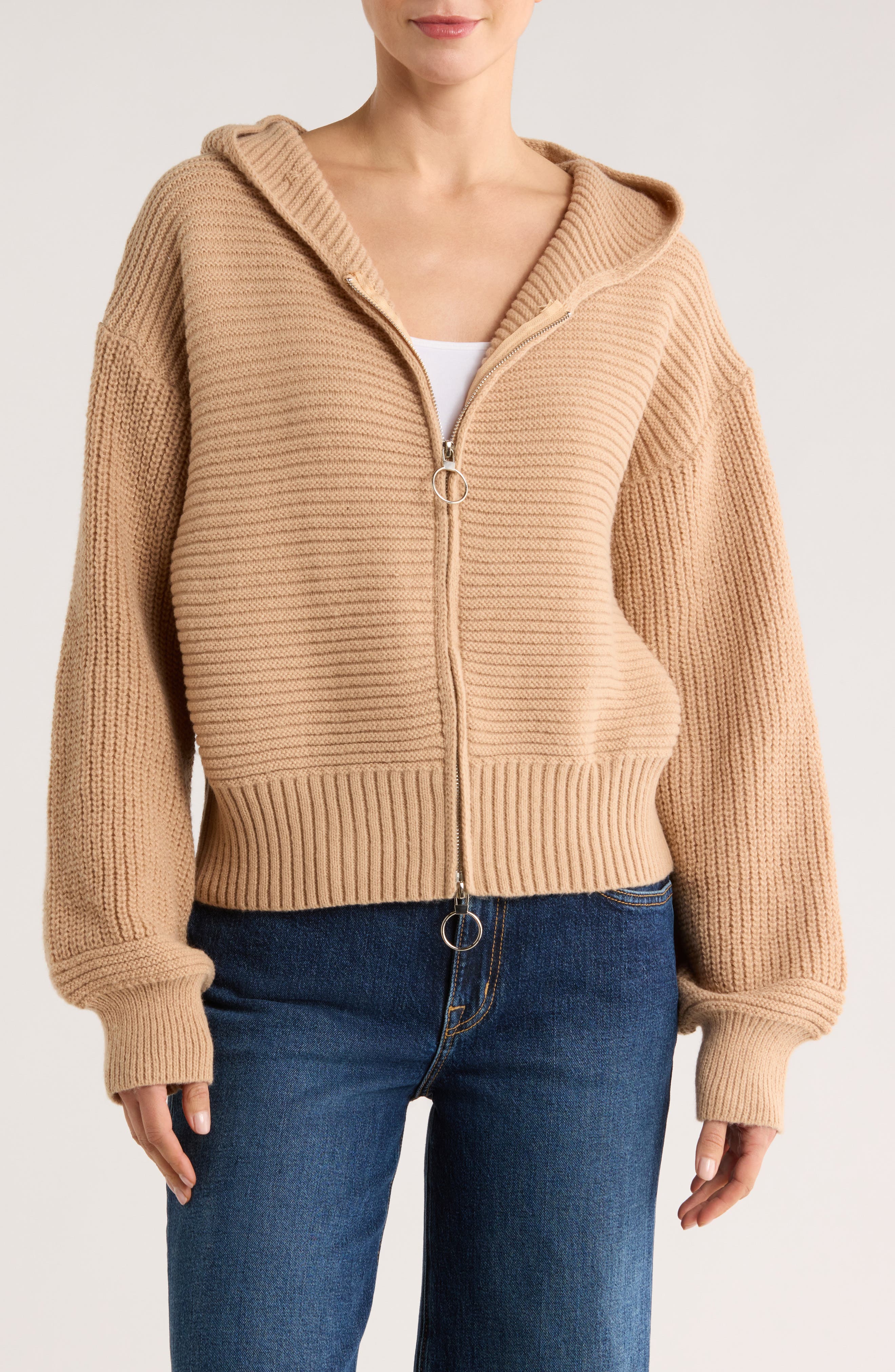 PATRIZIA LUCA Double Zip Hooded Cardigan