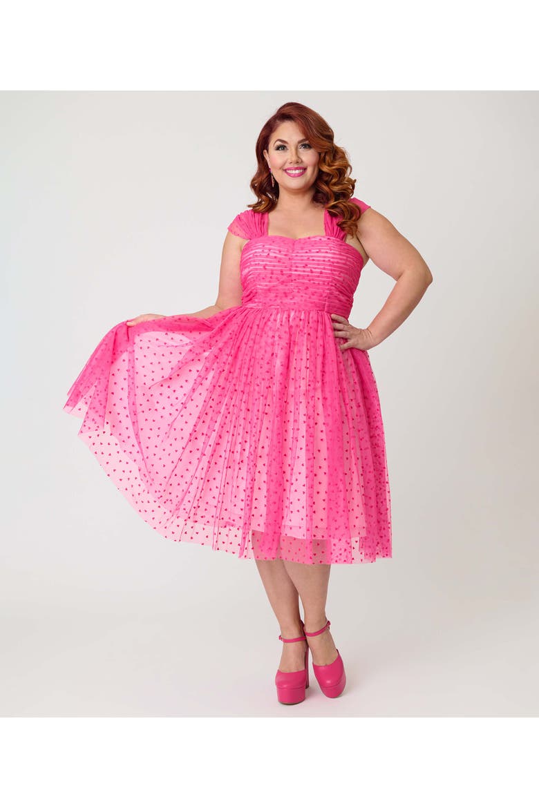 Plus Size Garden State Swing Dress, Main, color, Pink W/Tiny Hearts