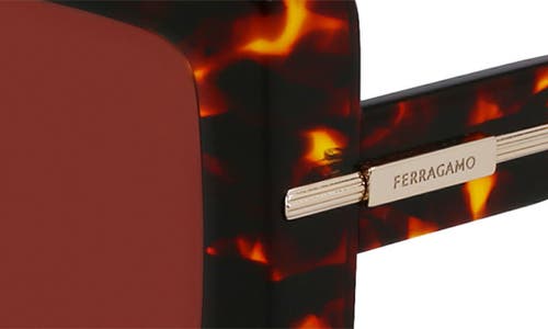 Ferragamo Prisma 55mm Modified Rectangular Sunglasses In Dark Tortoise