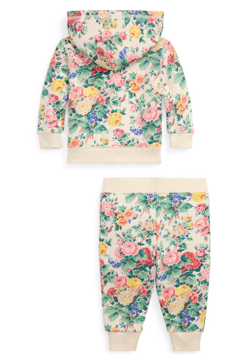Ralph Lauren Floral French Terry Zip-Up Hoodie & Joggers Set, Alternate, color,