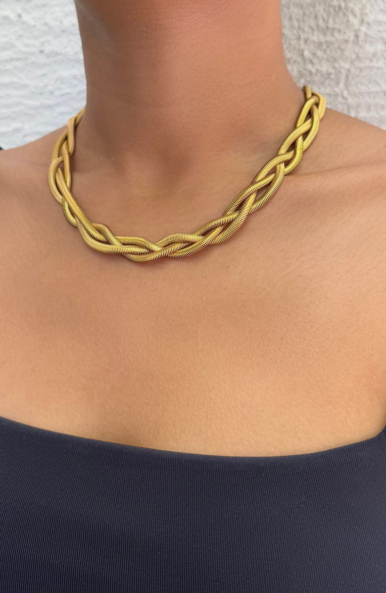 Adornia 18K Gold Plated Woven Chain Necklace, Alternate, color, Gold