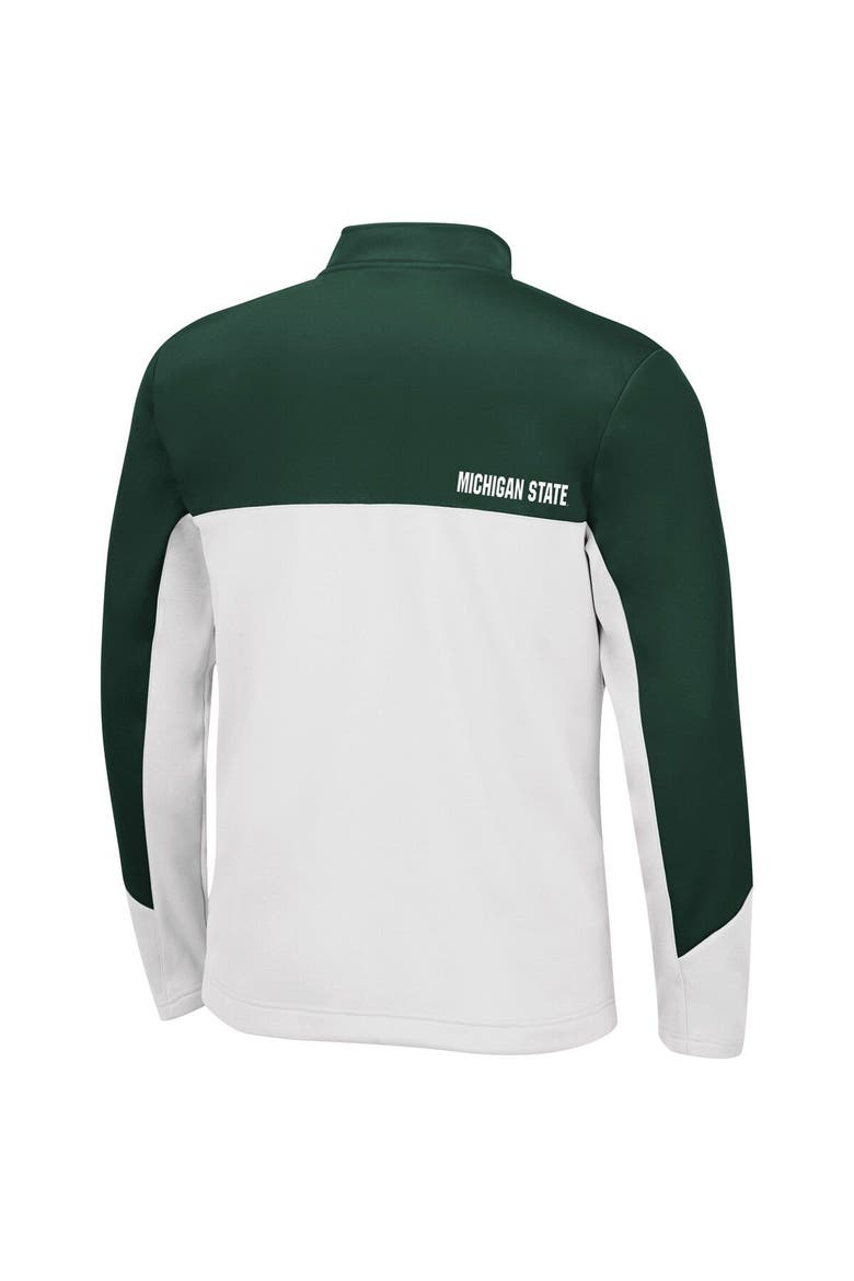 Men's Colosseum Green/White Michigan State Spartans Triple Dog Dare Quarter-Zip Jacket, Alternate, color, Green