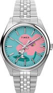 Timex® Peanuts® x Timex Legacy Snoopy with Flower Dial 36mm Stainless Steel Bracelet Watch