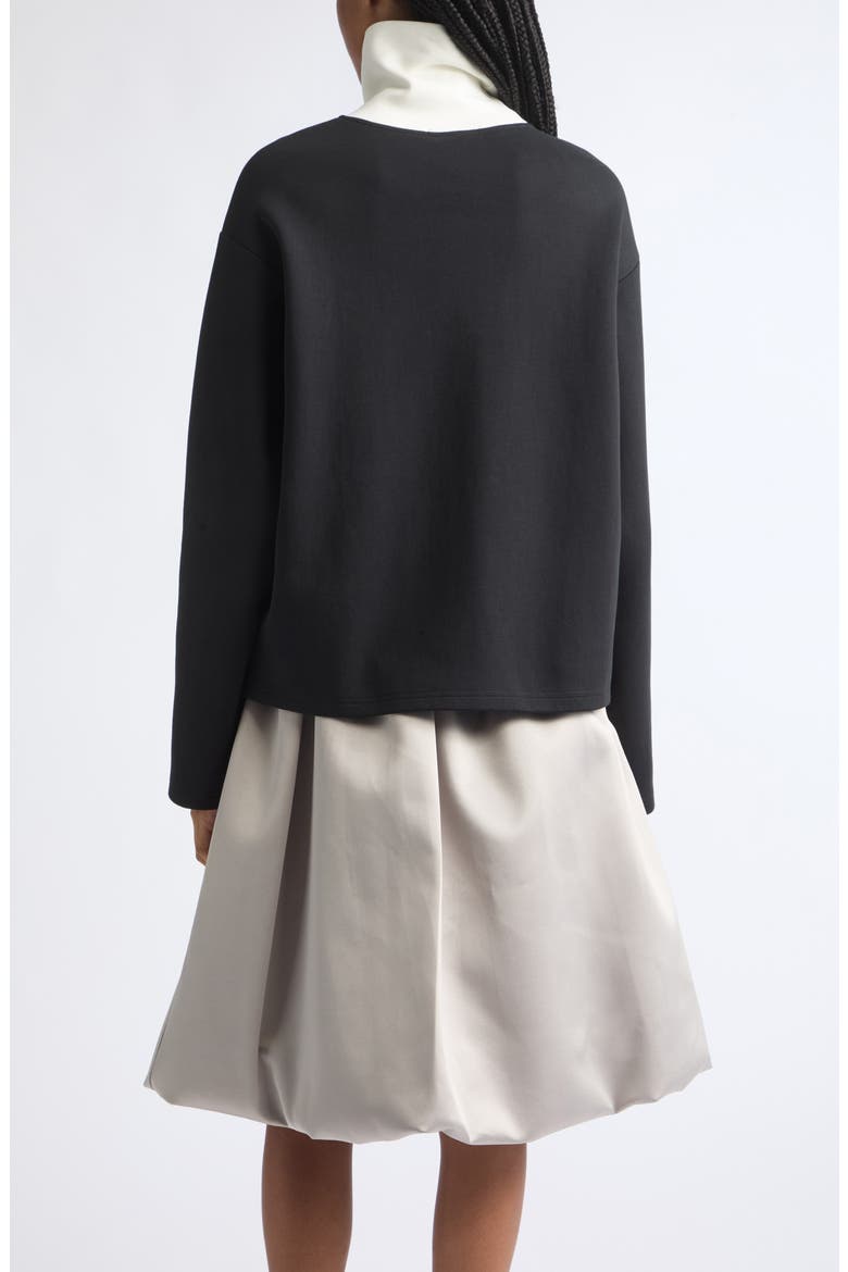 Contrast Jersey Turtleneck, Alternate, color, BLACK/ WHITE