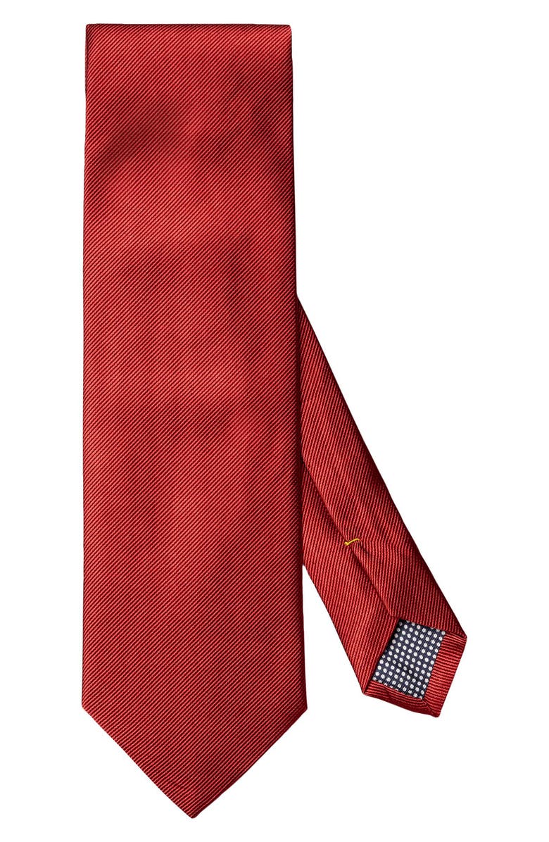 Eton Red Solid Silk Twill Tie, Main, color, Red