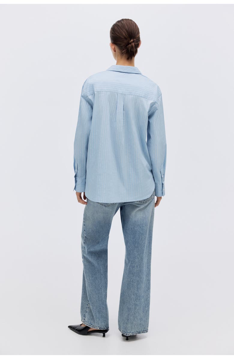 H&M Oversized Shirt, Alternate, color, Light Blue/Striped