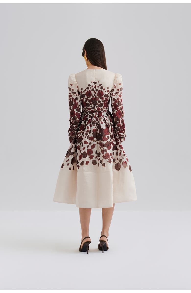 Malina Leoni Silk Blend Midi Dress, Alternate, color, Wine Peony