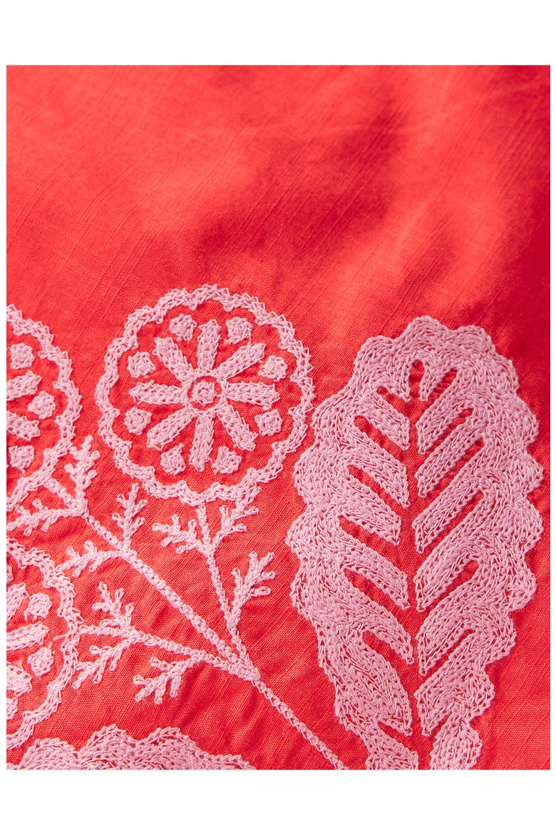 Kids' Woven Floral Embroidered Scallop Trim Top, Alternate, color, SPICY RED NEON EMBROIDERY