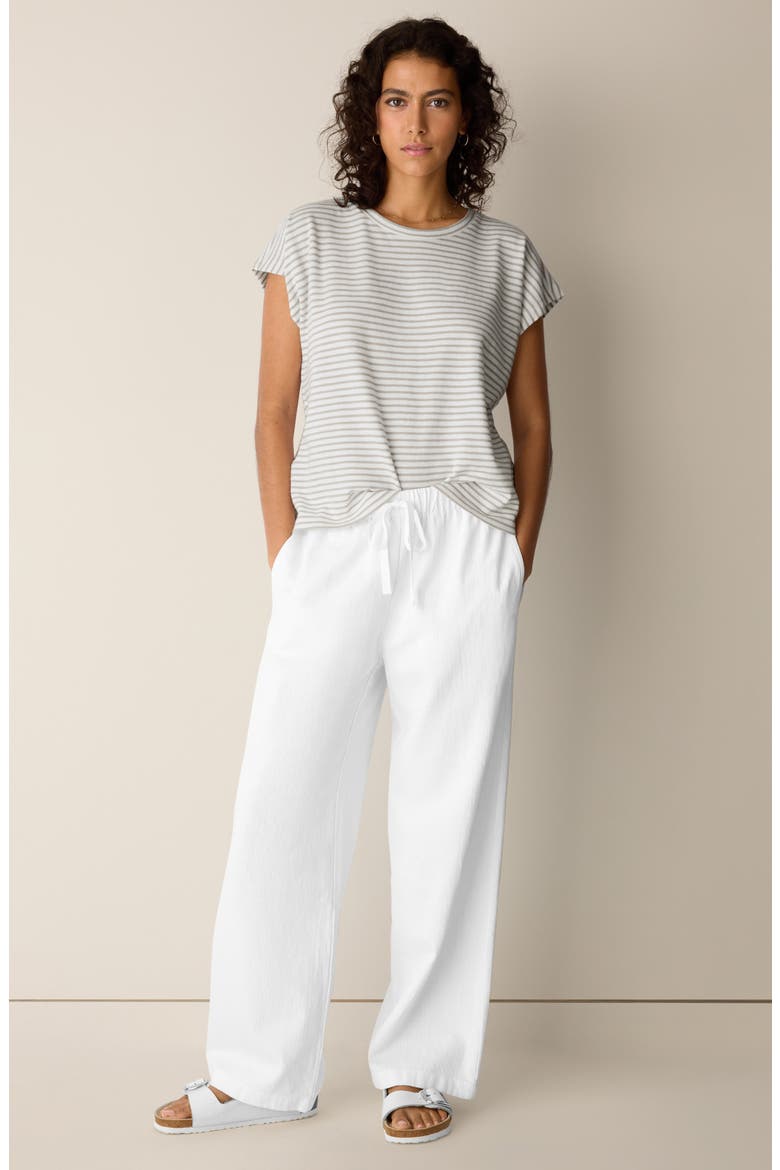 Organic Cotton & Organic Linen Straight Leg Pants, Alternate, color, WHITE