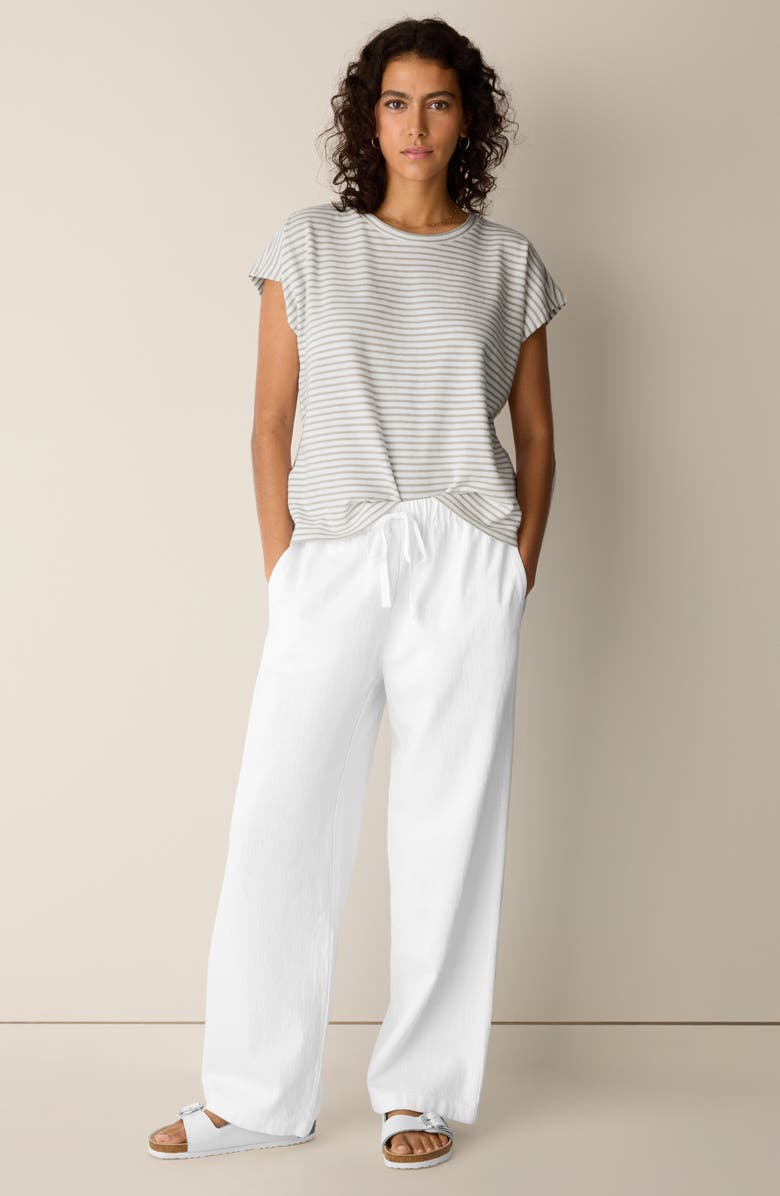 Eileen Fisher Organic Cotton & Organic Linen Straight Leg Pants, Alternate, color, White