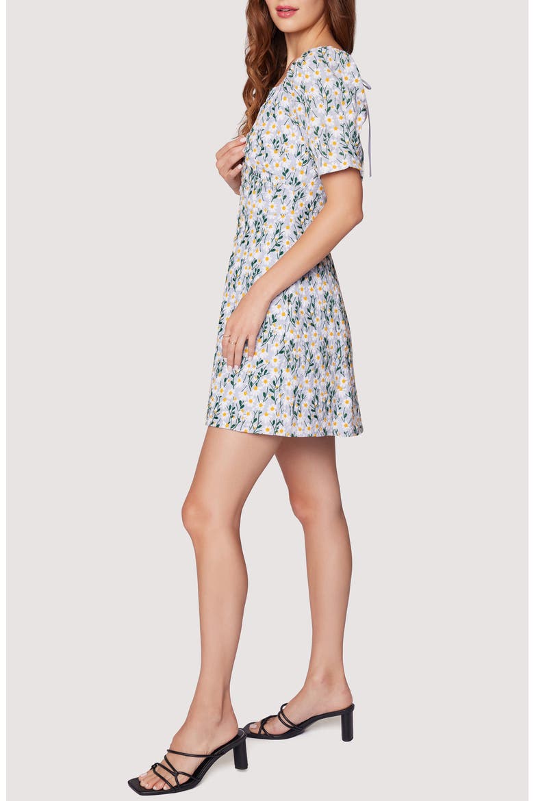 Breath of Youth Floral Embroidery Cotton & Linen Minidress, Alternate, color, LIGHT BLUE