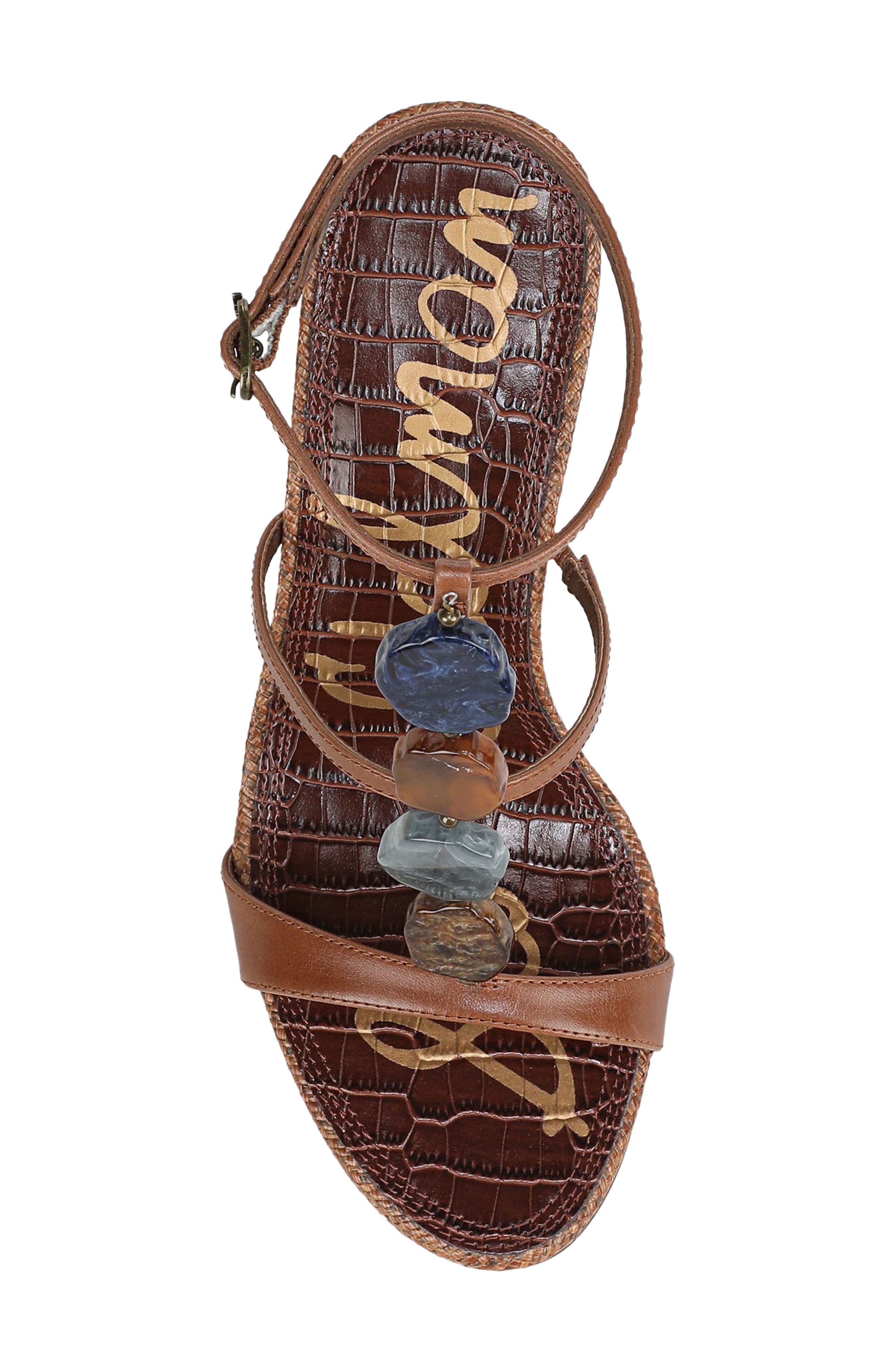Massey Ankle Strap Wedge Sandal, Alternate, color, COGNAC