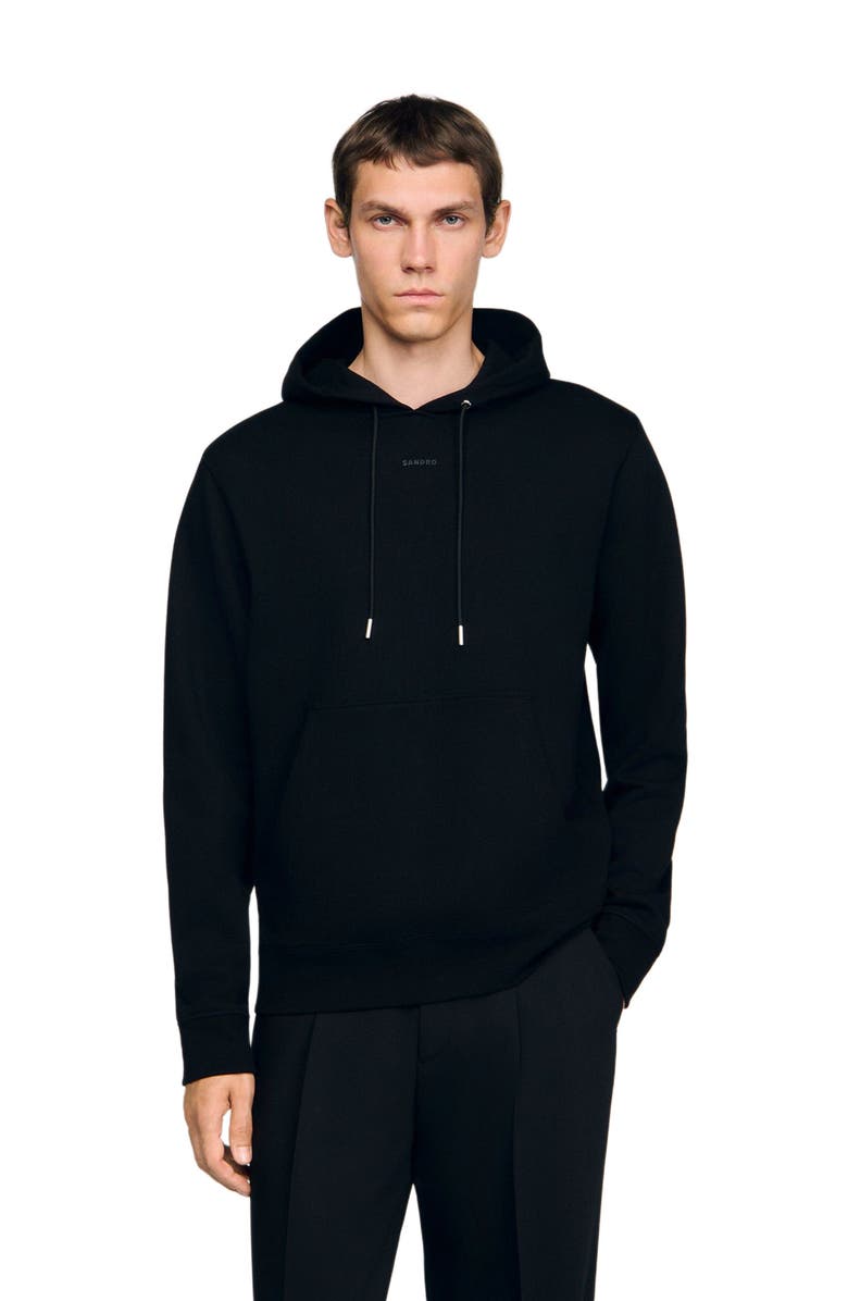 SANDRO Logo hoodie, Alternate, color, Black