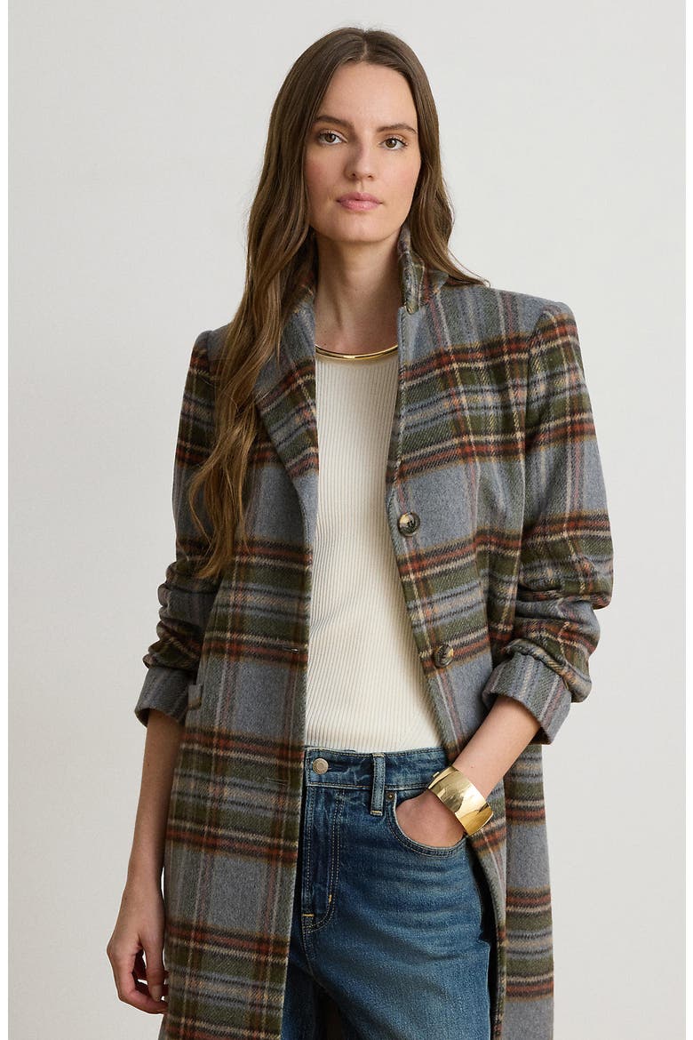 Wool Blend Coat, Alternate, color, HIGHLAND TARTAN