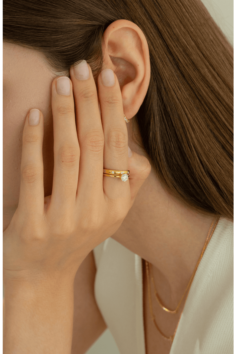 18k Gold Plated Sterling Silver Everyday Shine Ring Set Gift Guide, Alternate, color, Silver
