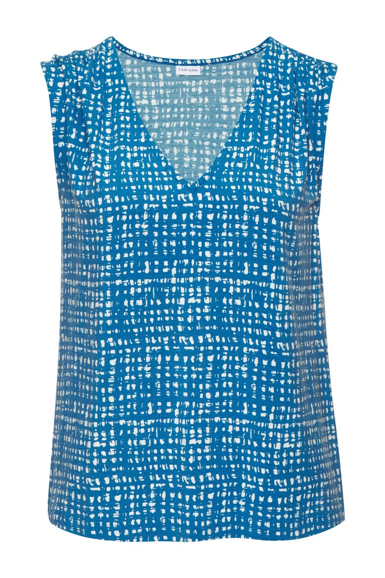 Print V-Neck Top, Alternate, color, Blue-Printed