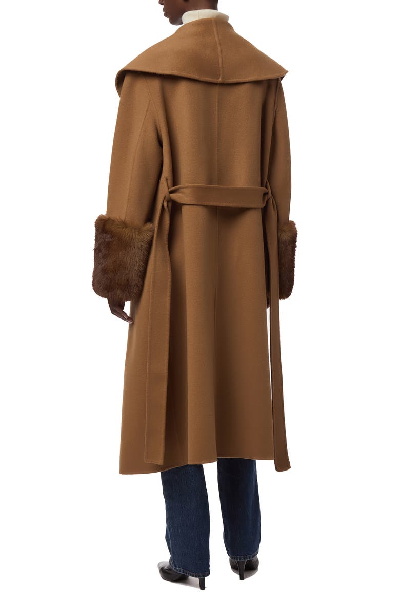 Jill Faux Fur Cuff Wrap Coat, Alternate, color, CAMEL/ MINK