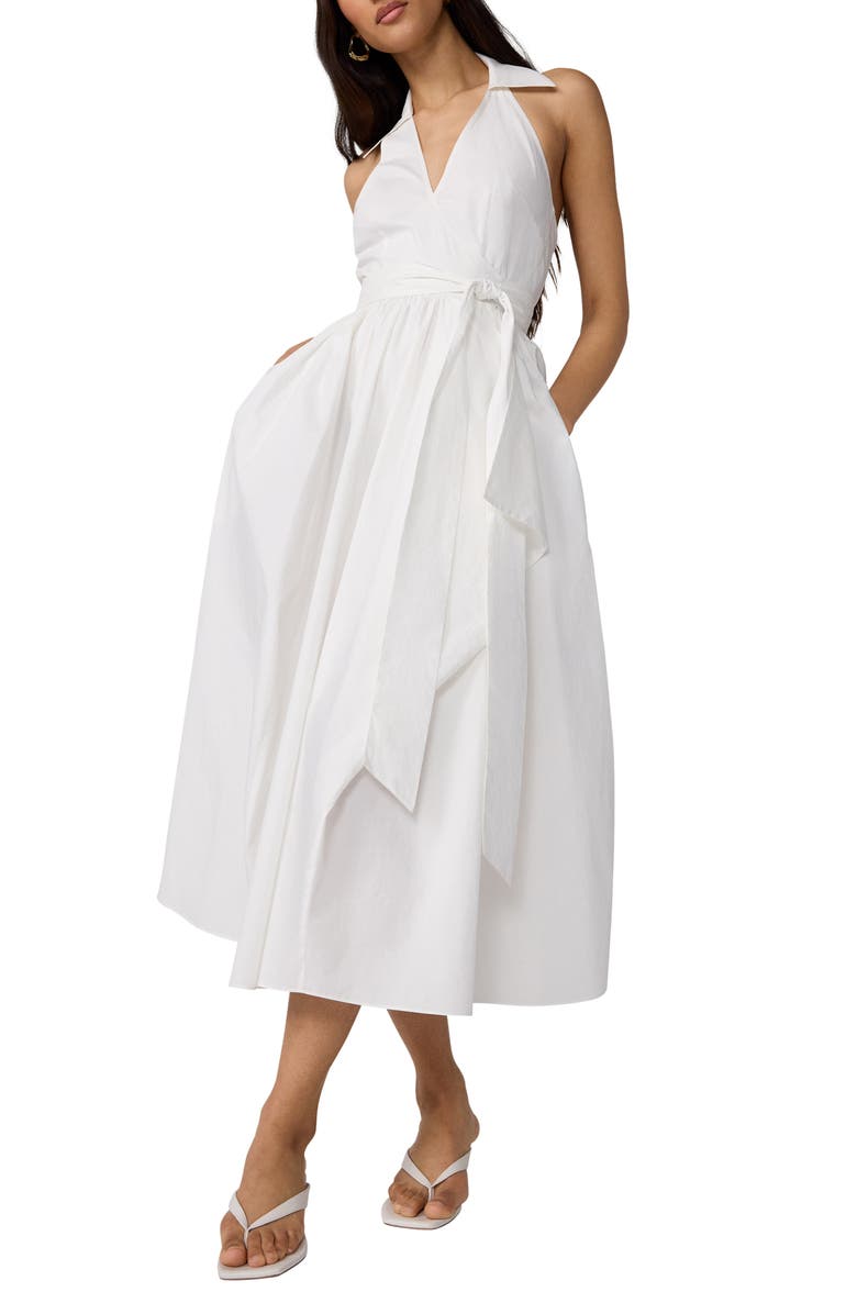 Diane von Furstenberg Nova Faux Wrap Cotton Poplin Wrap Sundress, Alternate, color, White