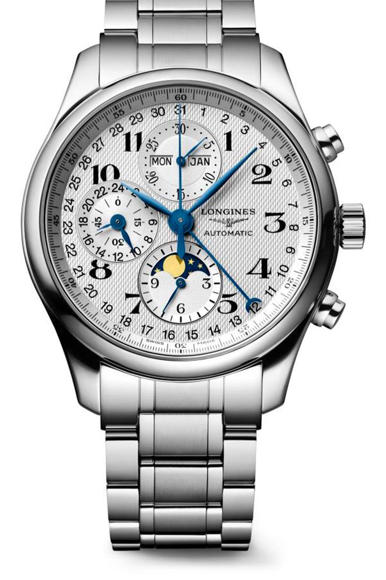Master Collection Chronograph Bracelet Watch, 42mm, Main, color, SILVER