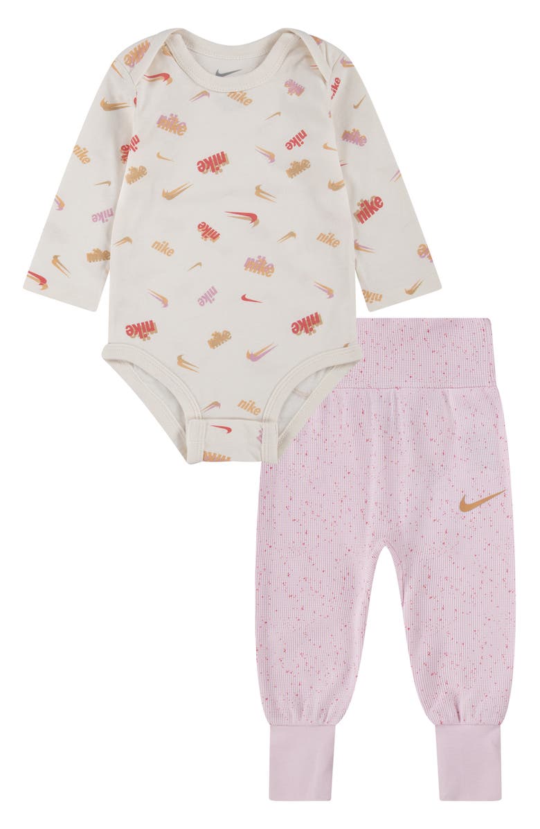 Nike Kids' Bodysuit & Sweatpants Set, Main, color, Pink Foam