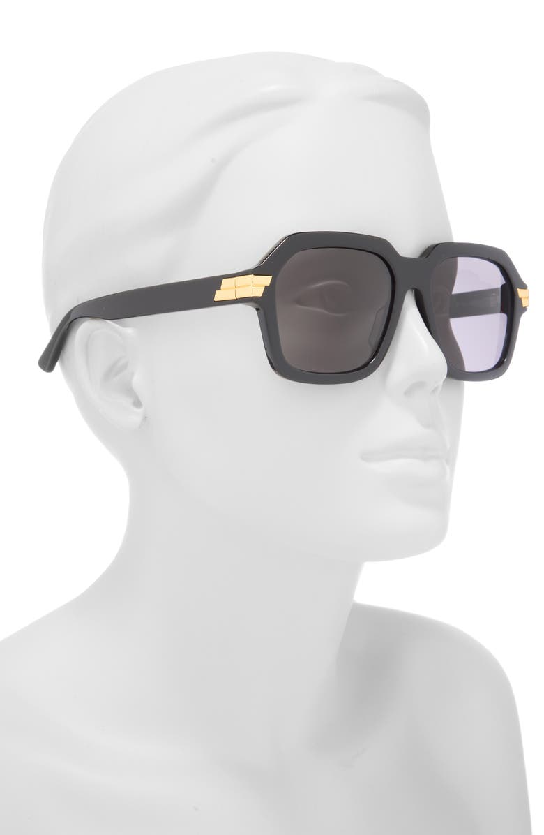 Bottega Veneta 56mm Oversized Square Sunglasses, Alternate, color, Black Black Grey