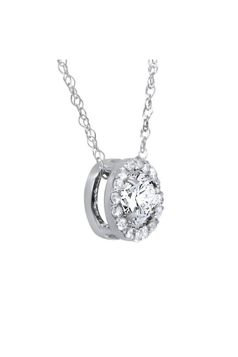 1/2ct Diamond Halo Pendant 14K Gold Lab Grown, Alternate, color, 14k White Gold