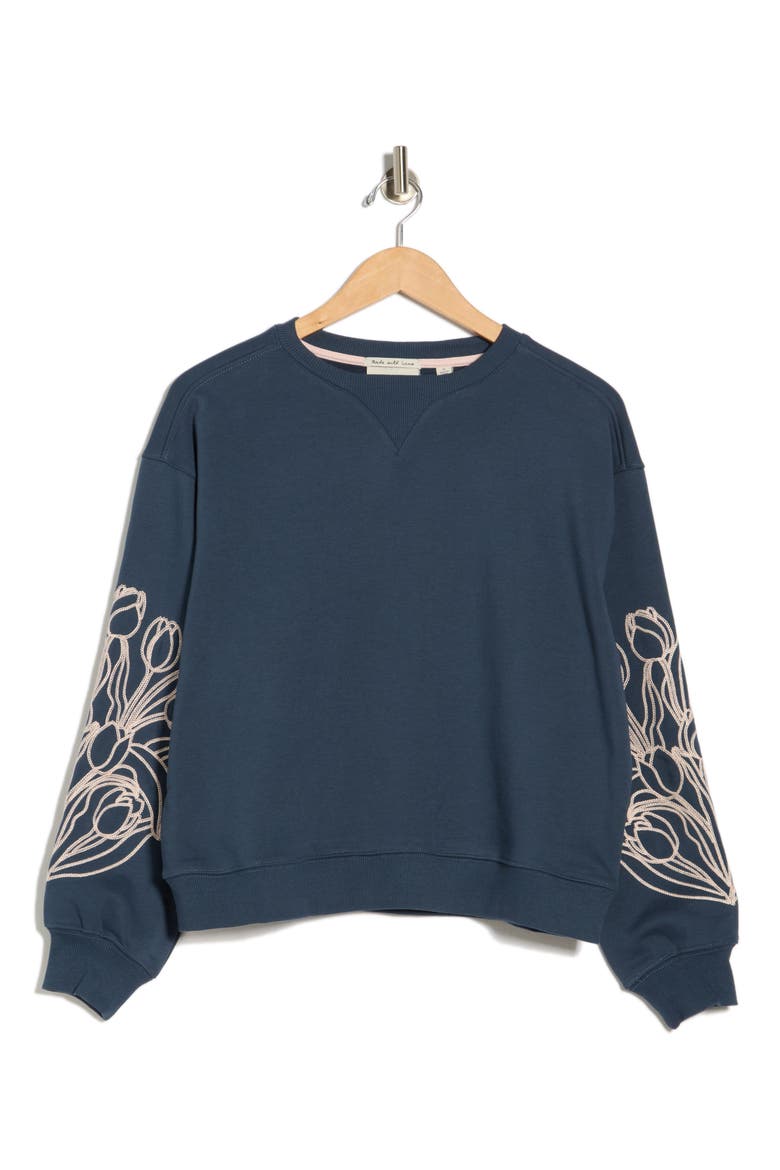 Embroidered Sweatshirt, Alternate, color, BIG DIPPER PINK EMBROIDERY