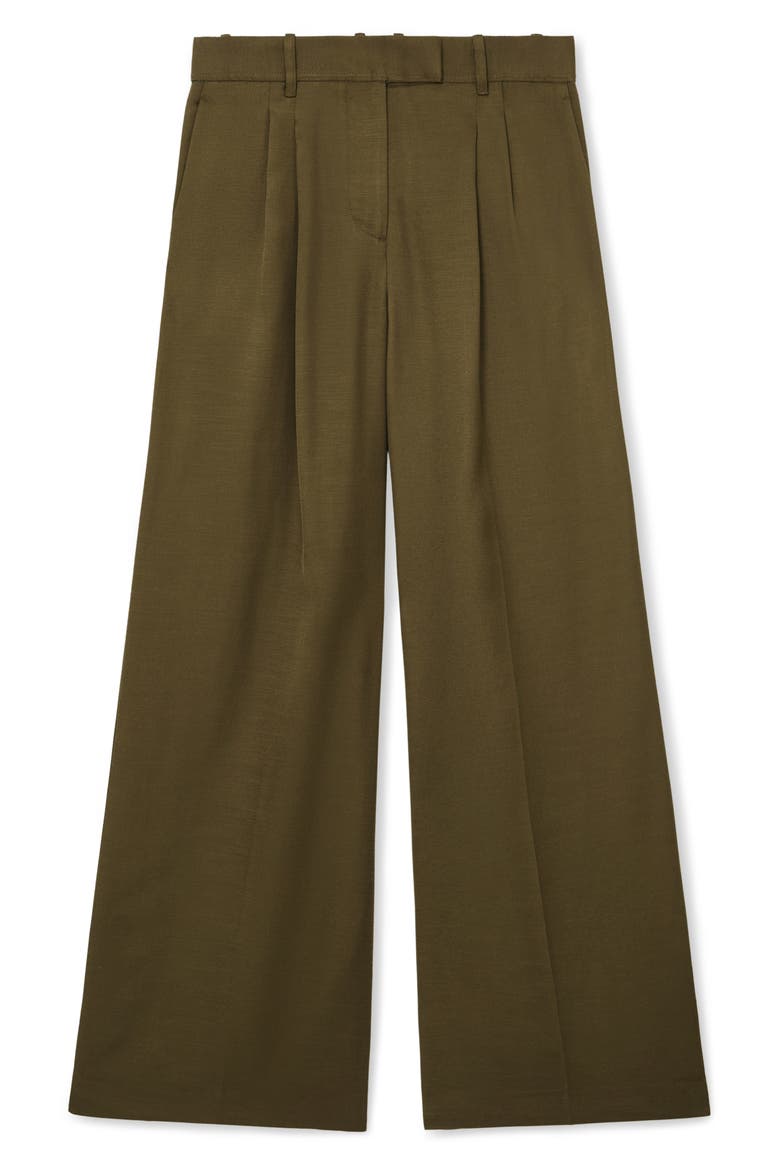 Cora Pleat Front Wide Leg Pants, Alternate, color, KHAKI GREEN