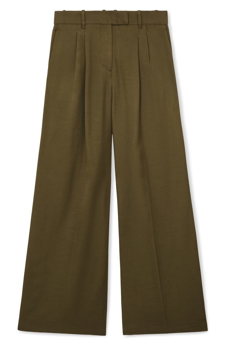 Reiss Cora Pleat Front Wide Leg Pants, Alternate, color, Khaki Green