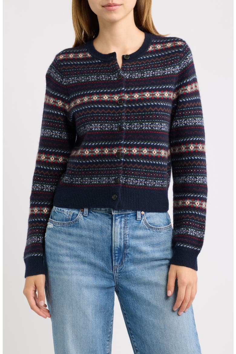 Faustine Fair Isle Cardigan, Main, color, NAVY DASHWOOD FAIR ISLE