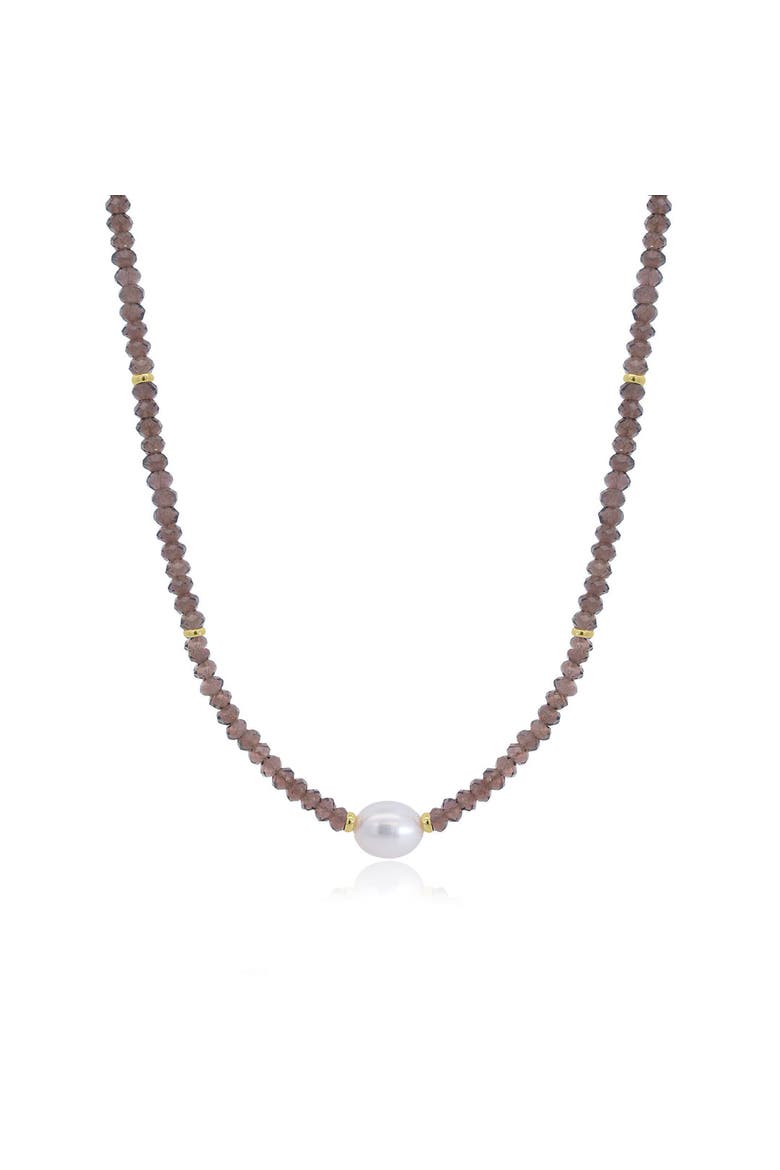 Smoky Quartz Bead Pearl Necklace, Main, color, Smoky Quartz