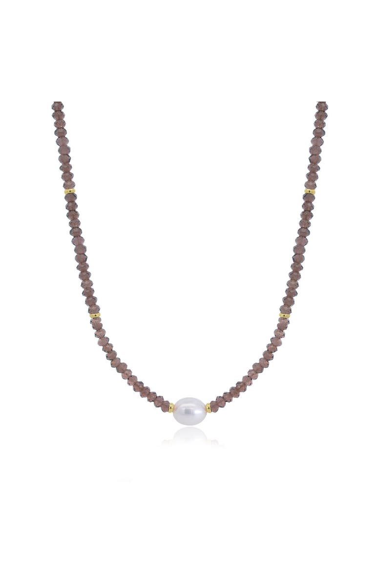 The Lovery Fine Jewelry Smoky Quartz Bead Pearl Necklace, Main, color, Smoky Quartz