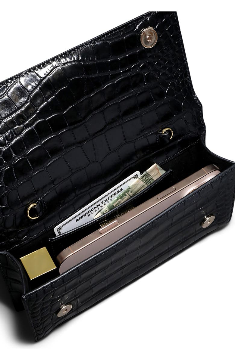 Alexis Bittar Lioness Croc Embossed Leather Bag, Alternate, color, Black