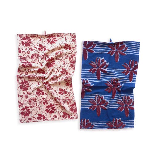 Ichcha Organic Block Print Tea Towel Set