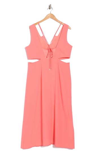 Hugo Boss Boss Dibea Cutout Flare Maxi Dress In Pink