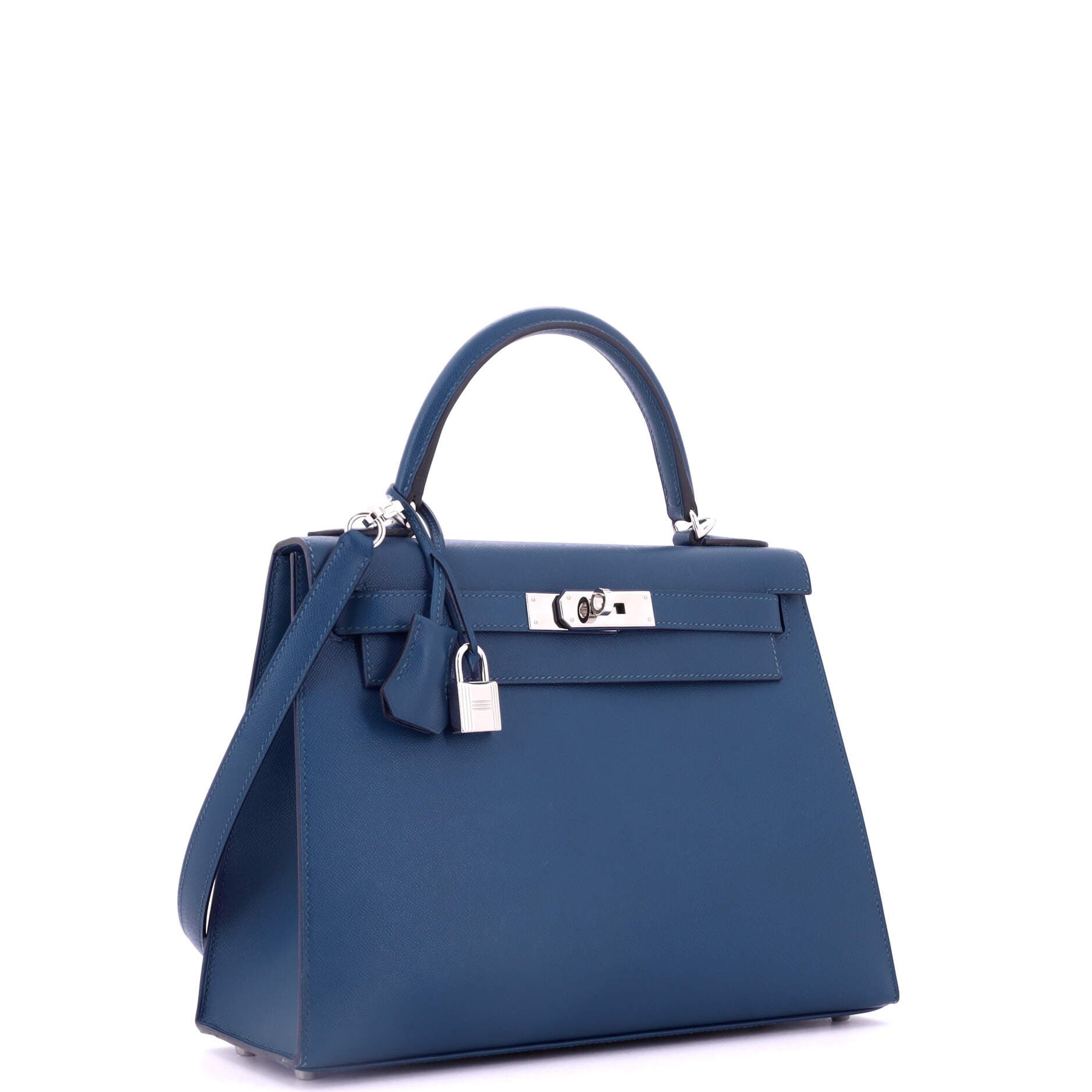 Pre-Owned Hermes Kelly Handbag Blue Madame with Palladium Hardware 28, Alternate, color, Deep Blue